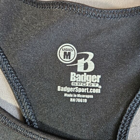 Badger Sport Women Bra & Boy Shorts Set Size M Black Activewear Gym Logo Stretch - Picture 5 of 16